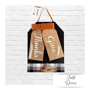Thanksgiving Fall Wood Door NWT Hanger Decor Plaid Heavy Piece by Broyhi…